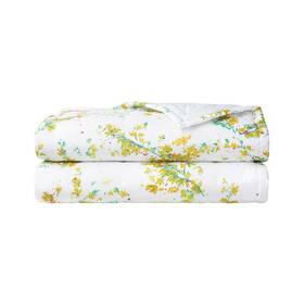 921654 Yves Delorme Lucine Queen Coverlet Quilted Floral Print Reversible Cotton New