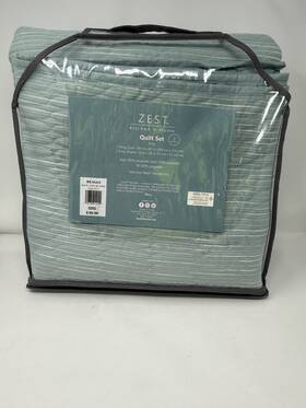 Ztq3-004-stern-seafmgrn-k Zest Kitchen Home Quilt Set King Textured Parallel Stitching - Seafoam Green