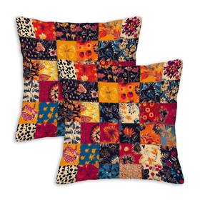 Kathapatchwork11 Zibzorp Printed Patchwork Inspired Throw Pillow Covers 18x18 Set Of 2 Floral Quilt