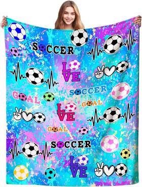 Wlopuy-cdbkl05 Zorkomr Soccer Girls Blanket Soft Flannel Outdoor Stuff 50x40 Soccer2
