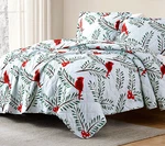 Rt Designers Green & Red Holiday Cardinal 3 Pc Reversible Quilt Set, King, Nwt. Fixed Price $15.80.