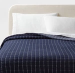 King Yarn Dye Crinkle Grid Quilt Navy Blue/ivory - Threshold: Cotton Percale,. Fixed Price $89.00.