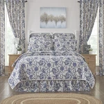 Quilt Dorset Navy Floral Queen Farmhouse 90WX90L Cotton Flax Bedding Vhc Brands. Fixed Price $139.95.