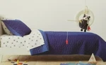 2 Pc Pillowfort Navy Blue Triangle Stitch Twin Quilt & Sham Set Nip. Fixed Price $106.25.