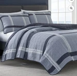 Nautica River Breeze Cotton Woven Reversible Quilt King Navy Gray New. Fixed Price $89.95.