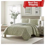 Emilia Quilt And Sham Set King Green - Stone Cottage, Paisley Pattern Twin. Fixed Price $34.99.