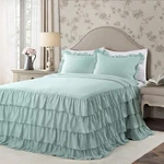 Lush Dcor Allison Ruffle Skirt Bedspread Aqua Vintage Chic Farmhouse Style Light. Fixed Price $73.81.