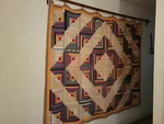 Antique Hand Quilted Furrows Log Cabin Double Sided 1890. Fixed Price $375.00.