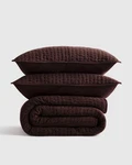 Bnwt Quince European Linen Cotton Stitch Quilt Set Full Queen Espresso Brown. Fixed Price $138.00.