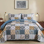Wongs Bedding Boho Quilt Set Queen Size, Blue Patchwork Plaid Bedspread Beddi.... Fixed Price $56.99.