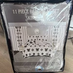 Sophia 11 Piece King Bedspread Set White Brown Floral Nature Pattern. Fixed Price $150.00.