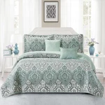 Hst 5 Piece Kingston Damask Printed Microfiber Quilts Set Queen Lightweight. Fixed Price $60.71.