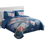 Caribbean Joe Coastal 3-PIECE Quilt Set, Full/queen, Patterned Shell Navy. Fixed Price $30.95.