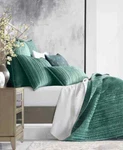 Hotel Collection Variegated Stripe Velvet Coverlet Green Queen 94" X 96" $420. Fixed Price $149.99.