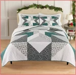 3 Pieces - St Nicholas Holly Berries Patchwork Reversible Quilt + Shams Queen. Fixed Price $115.95.