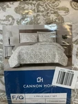 Nib-cannon Home 3 Piece Floral Queen Quilt Set- White/grey New. Fixed Price $55.99.