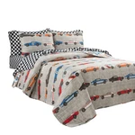 Lush Decor Race Car Kids' 5-PIECE Oversized Quilt Set, Reversible Bedding.... Fixed Price $129.20.