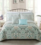 Serenta 5PC Bedspread Set In Visionary Damask Blue. Fixed Price $30.00.