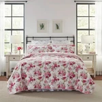 Laura Ashley Lidia Pink,floral 3-PC Full Queen Reversible Quilt Set Cotton. Fixed Price $115.00.