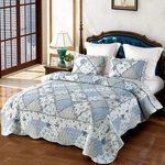 Blue Floral Patchwork Quilt Set Full/queen 3-PIECE Reversible Bedding. Fixed Price $61.33.