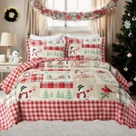 Marcielo Velvet Quilt Set Snowman Reindeer Cardinalchrismas Theme Bedspread. Fixed Price $159.60.