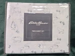 New Eddie Bauer Bear Moose Twin Size Sheet 100% Cotton Nip Cabin Style. Fixed Price $17.15.