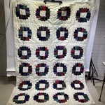 Dresden Plate Square Variation Patchwork Quilt Multi 63" X 96" Hand Stitched. Fixed Price $71.20.