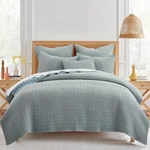 King Quilt Set 106X92IN Chambray Cotton Waffle Lightweight Levtex Home Mills. Fixed Price $299.99.