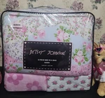 Betsey Johnson Queen 8 Piece Bed Bag Floral Patchwork Pink Comforter Set. Fixed Price $164.99.