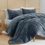 Wonderful Luxury Velvet Blue Quilt Set King Diamond Stitch Pattern Bedding. Fixed Price $134.47.