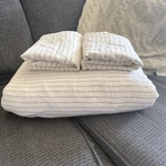 Simple Opulence 100% Linen Duvet Pillowcase Set Queen White W/ Brown Pin Stripe. Fixed Price $75.99.