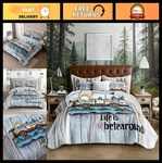 King Camping Quilt Set - Retro Outdoor Bedding For Kids & Adults, 2 Pillowcases. Fixed Price $73.99.
