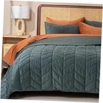 Evergrace 3 Pieces Luxurious Velvet King Quilts, (108"X96") Forest Green. Fixed Price $95.79.
