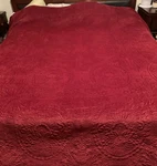 Pottery Barn Red Velvet Floral Medallion King Coverlet. Fixed Price $114.99.