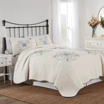 Nostalgia Queen Quilt W/shams Melanie Floral Blue 3PC Green Farmhouse Medallion. Fixed Price $79.37.