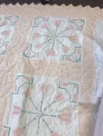 Tulip Quilt Bedspread Triangle Border Cottage Farmhouse Gorgeous Queen. Fixed Price $325.00.