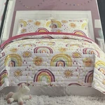 Urban Playground Bedding Twin Quilt Set Rainbow Suns Pink Yellow Green Purple. Fixed Price $39.00.