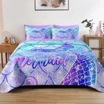 Pamnest Quilt Set Full/queen Size, Blue Mermaid Tail 3 Pcs Soft Cover Bed.... Fixed Price $89.46.