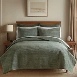 Velvet Stitch Quilt King Size W. Shams Green New 106" 92" Levtex Home. Fixed Price $99.99.