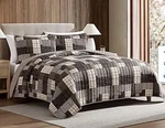 Eddie Bauer Antique Brown Patchwork Design Cotton King All Season Quilt Set. Fixed Price $65.00.