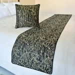 Decorative Twin Bed Runner Black Jacquard Marble Pattern, Quilted - Stellaris. Fixed Price $131.88.