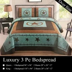 Western Texas Rustic Star Barb Wire 3 Piece Quilt Bedspread With 2 Pillow Shams. Fixed Price $75.99.