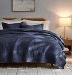 King Size Quilt Striped Navy Blue 100% Cotton Lightweight Bedding Set Palassio. Fixed Price $124.99.
