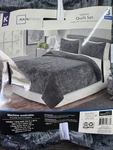 Mainstays King Velvet Quilt Set 3 Piece Gray Machine Washable. Fixed Price $40.00.