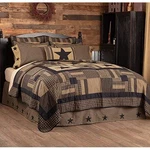 Primitive Queen Quilt Set Black Appliqued Check Star Cotton Vhc Brands. Fixed Price $229.11.