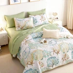 Queen/full Size Coastal Quilt Set, Nautical Ocean Beach Themed Tropical Summer. Fixed Price $47.99.