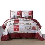 Marcielo 3 Piece Christmas Quilt Set, Rustic Lodge Deer Bedspread Throw.... Fixed Price $76.05.
