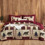 Wake Cloud - Rustic Quilt Set, Cabin Country Queen / Full, Burgundy Brown. Fixed Price $44.04.