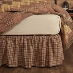 Prescott Rustic King Bed Skirt Brown Tan Creme Plaid Cotton 78X80X16" Vhc Brands. Fixed Price $67.95.