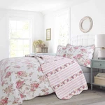 Cozy Line Home Fashions Romantic Pink Peony Floral 100% Cotton Reversible Quilt. Fixed Price $114.12.